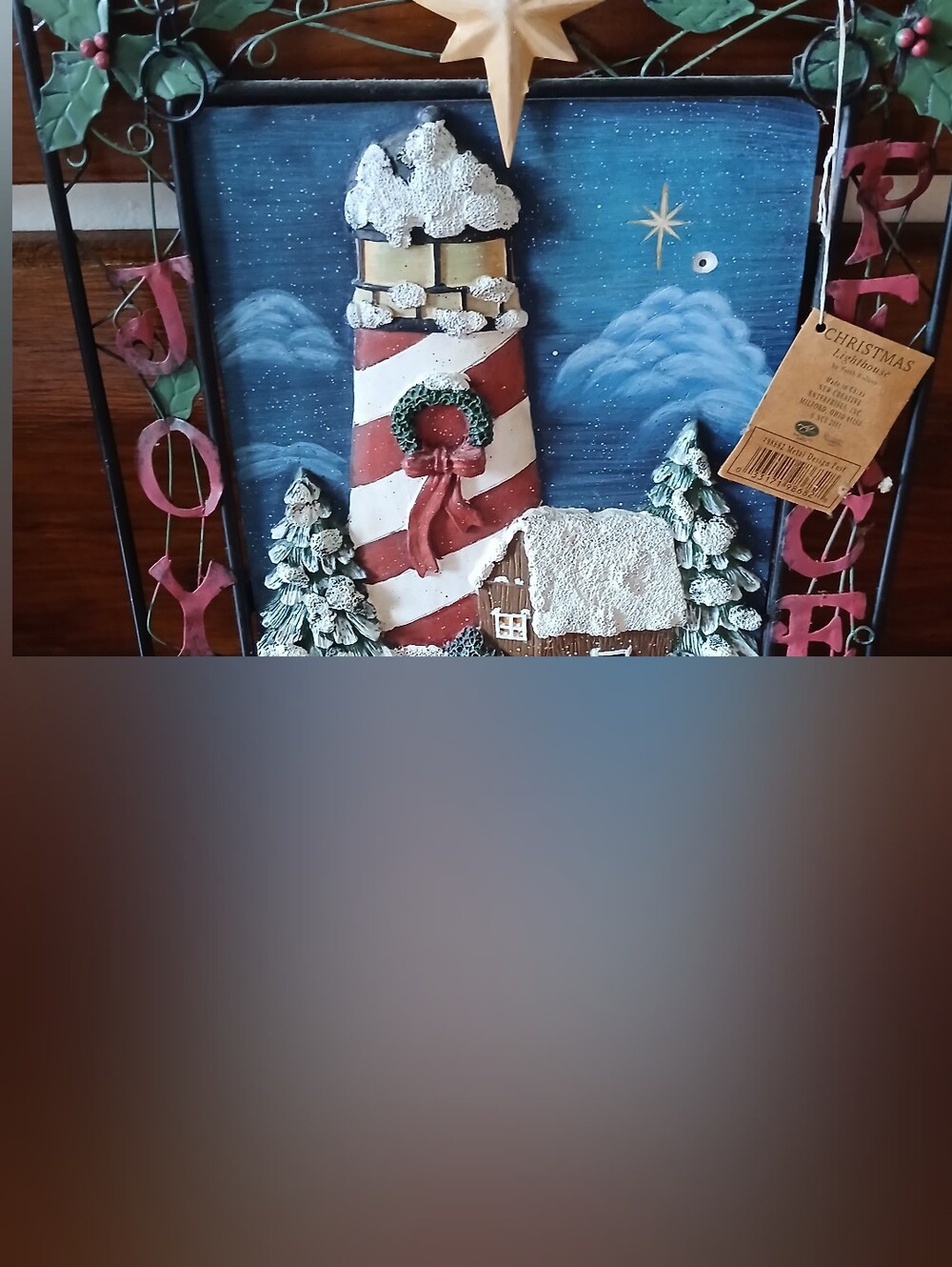 Title:Vintage New Creative Enterprises Christmas Lighthouse 3D Metal Wall Hang